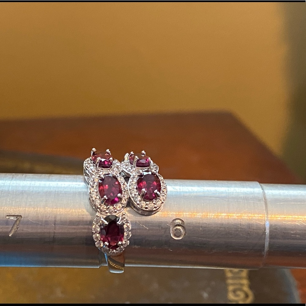 NWOT RASPBERRY RHODOLITE W ZIRCON STERLING RING - Picture 12 of 12